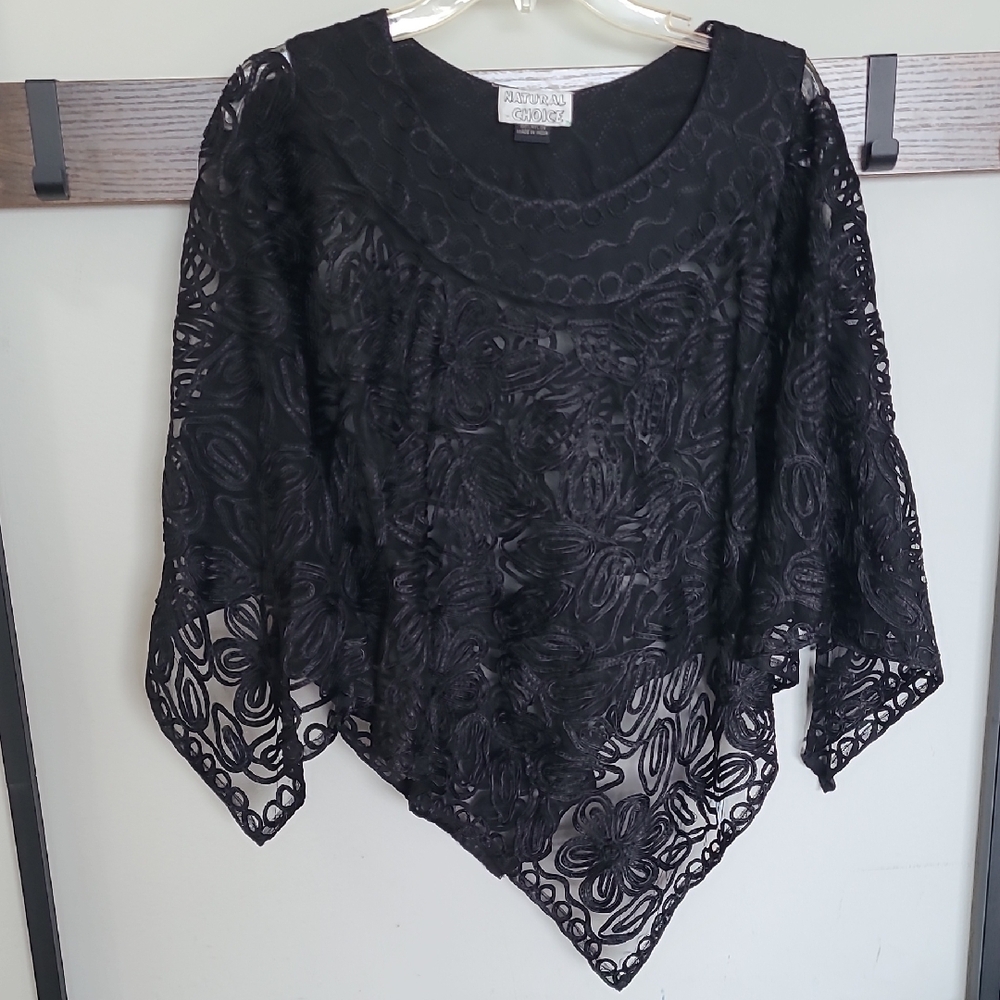 Simply Couture Black Asymmetrical Flutter Sleeve Blouse